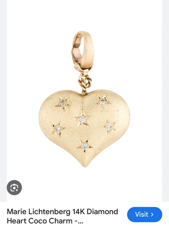 marie lichtenberg Jewelry - Marie Lichtenberg Gold Heart Pendant Charm with Star-Set Diamonds
